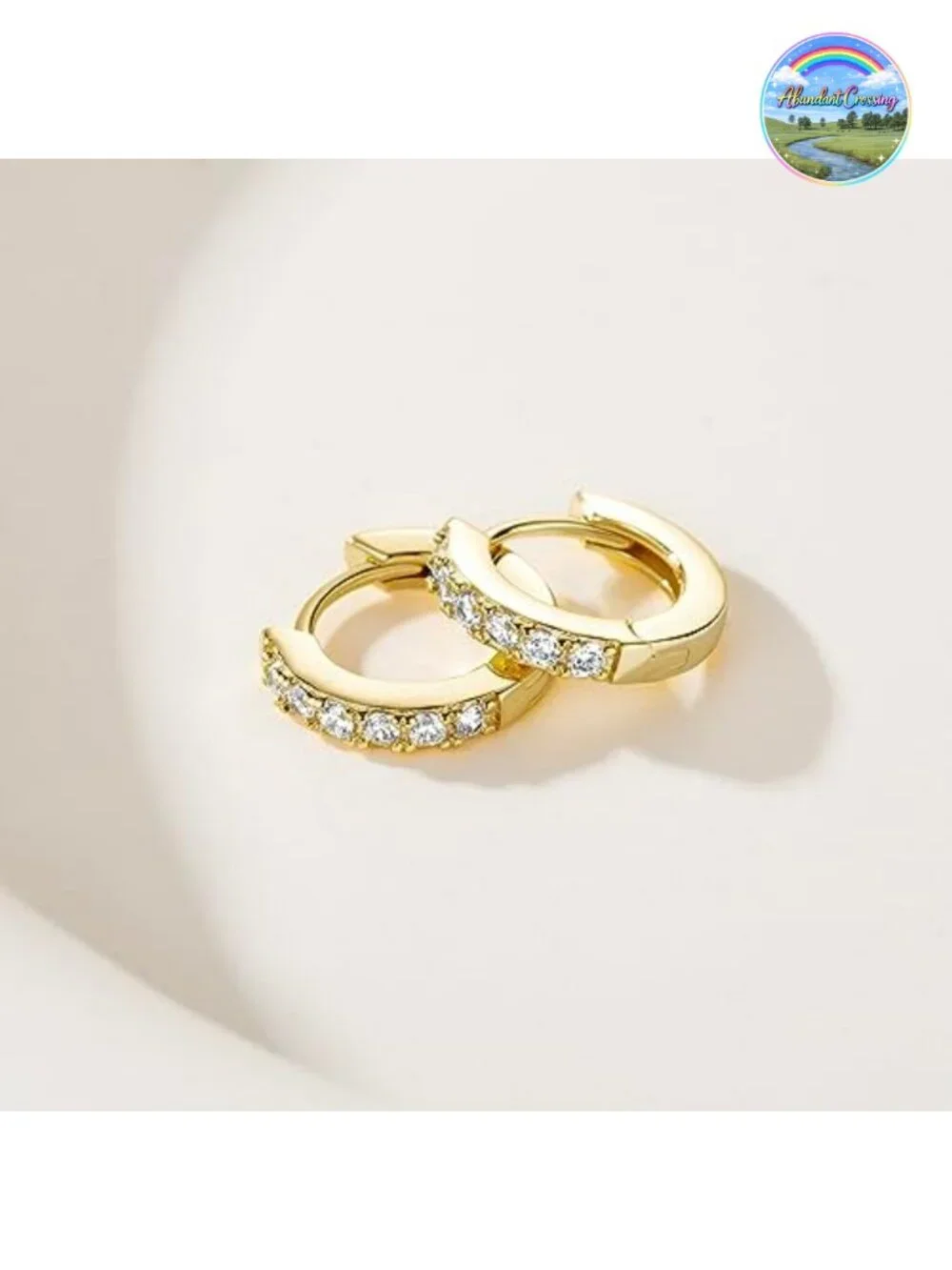 14K Gold Plated Huggie Hoop Earrings for Women with Cubic Zirconia